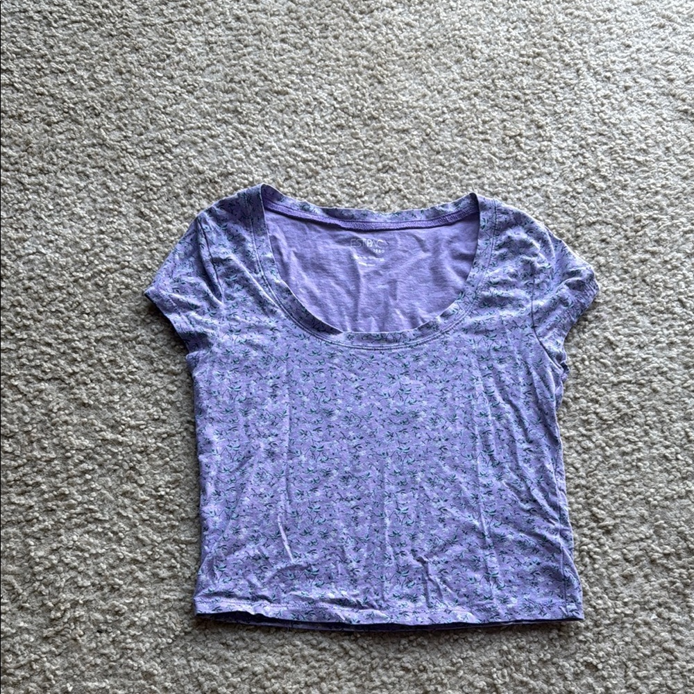 Purple Floral Crop Top